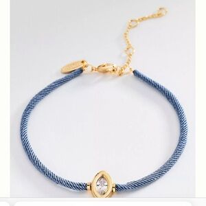 Anthropologie Corded Bezel Crystal Bracelet light blue